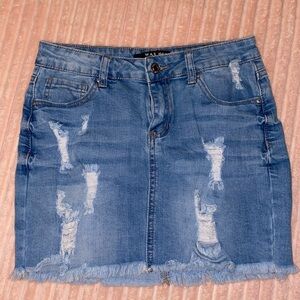 Fashion Nova Distressed Denim Mini Skirt - Size Small